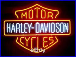 19''x15'' NEW VINTAGE MOTORCYCLE REAL GLASS NEON LIGHT BEER BAR SIGN
