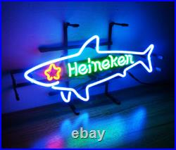 24x14 Shark Beer Vintage Neon Sign Light Bar Pub Garage Man Cave Glass Decor