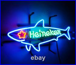 24x14 Shark Beer Vintage Neon Sign Light Bar Pub Garage Man Cave Glass Decor