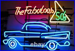24x20 The Fabulous 50's Vintage Car Neon Sign Lamp Light Man Cave Decor