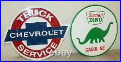 2 Large Vintage Style 24 Chevrolet Sinclair Gas Station Signs Man Cave Garage
