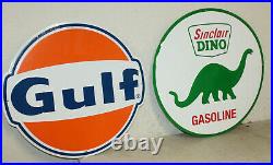 2 Large Vintage Style 24 Gulf & Sinclair Gas Station Signs Man Cave Garage