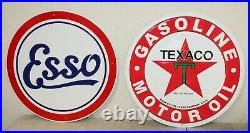 2 Large Vintage Style 24 Texaco Esso Gas Station Signs Man Cave Garage
