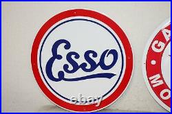 2 Large Vintage Style 24 Texaco Esso Gas Station Signs Man Cave Garage