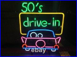 50's Drive In Garage Vintage Car 20x16 Neon Sign Bar Lamp Light Party Man Cave