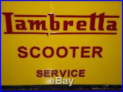 50s LAMBRETTA SCOOTER LIGHT UP BOX SIGN VINTAGE STATION GARAGE NT ENAMEL NEON