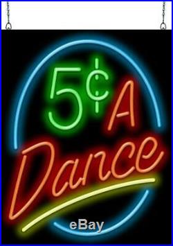 5 Cents A Dance Neon Sign Jantec 24 x 30 Jukebox Vintage Antique Diner