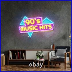 90s Music Hits Flex Neon Sign 26x12 Light Lamp Vintage Display Room Wall Decor 90s Music Hits Flex Neon Sign 26x12 Light Lamp Vintage Display Room Wall Decor