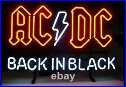 AC DC Back In Black Bar Neon Signs Vintage Glass Free Expedited Shipping 17