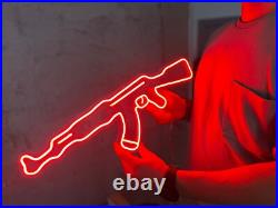 AK47 Gun Neon Sign For Wall Game Room Decoration Vintage Neon Sign GAME ROOM AK47 Gun Neon Sign For Wall Game Room Decoration Vintage Neon Sign GAME ROOM