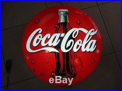 A VINTAGE 24 ROUND PLASTIC MADE, 3D COCA COLA SIGN, WITH NEON INSIDE, 90's. OR 358