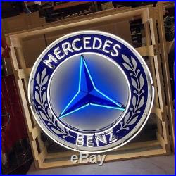 Amazing HUGE Vintage Mercedes Benz NEON Sign Garage Store Display RESTORED MINT