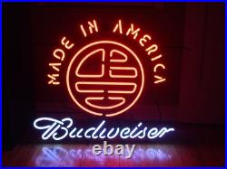 America Beer Classic Vintage Style 24x20 Neon Sign Light Man Cave Real Glass
