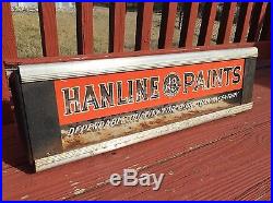 Antique 1930s Hanline Paint Neon Products Lighted Sign Reverse Painted Glass Vtg