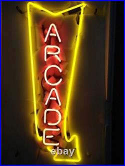 Arcade Arrow Video Game Room Vintage 20x12 Neon Sign Light Lamp With Dimmer