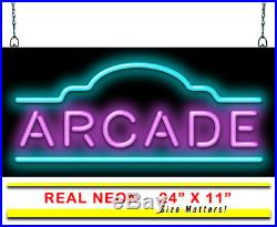 Arcade Neon Sign Jantec 24 x 11 Vintage Games Pool Billiards Sports Bar