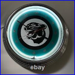 Arctic Cat Panther Garage Man Cave Neon Wall Clock Advertising Sign Vintage