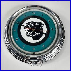 Arctic Cat Panther Garage Man Cave Neon Wall Clock Advertising Sign Vintage