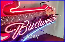 Aria Budweiser Rare Limited Edition Neon Guitar Sign With Whammy Bar Aria Budweiser Rare Limited Edition Neon Guitar Sign With Whammy Bar