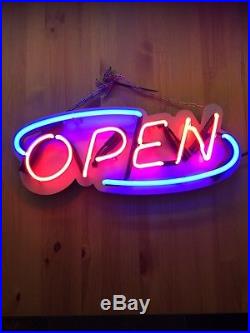 Art Real Neon Glass Light Sign Vintage OPEN Open Lighting Bar Pub Restaurant