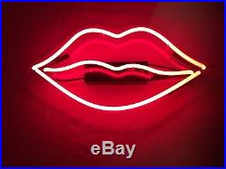 Art Real Neon Glass Light Sign Vintage Red Lips Lighting Valentines Gift Pub