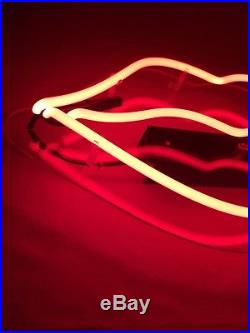 Art Real Neon Glass Light Sign Vintage Red Lips Lighting Valentines Gift Pub