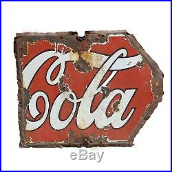 Authentic Original Vintage Coca Cola Coke Metal Half Sign Rusted Decor