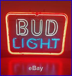 Authentic Vintage BUD LIGHT Neon Beer Sign Antique Collectible 27 x 20 Large