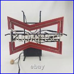BUDWEISER Beer Bowtie Neon Lighted Sign Franceformer 1960s Large Vintage