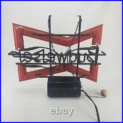 BUDWEISER Beer Bowtie Neon Lighted Sign Franceformer 1960s Large Vintage