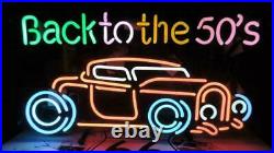 Back To The 50'S Old Vintage Car Garage Neon Light Lamp Sign 24x16 Beer Bar