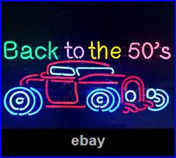 Back To The 50'S Vintage Neon Light Sign 24x16 Beer Decor Lamp Glass Artwork