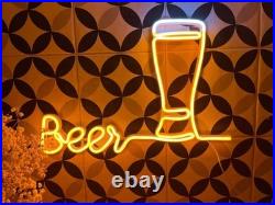 Beer Neon Sign 24x15 Light Man Shop, Restaurant Beer Bar Vintage Wall Decor