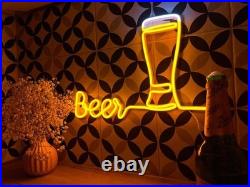 Beer Neon Sign 24x15 Light Man Shop, Restaurant Beer Bar Vintage Wall Decor