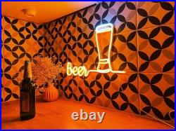 Beer Neon Sign 24x15 Light Man Shop, Restaurant Beer Bar Vintage Wall Decor