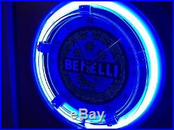 Benelli Shotgun Rifle Firearms Store Man Cave Blue Neon Wall Clock Sign