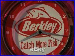 Berkley Fishing Line Tackle Lures Bait Shop Store Man Cave Neon Wall Clock Sign