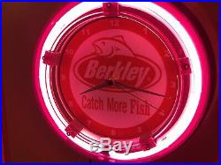 Berkley Fishing Line Tackle Lures Bait Shop Store Man Cave Neon Wall Clock Sign