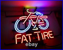 Bicycle Fat Tire Red Vintage Man Cave Beer Bar Neon Light Sign Window Wall