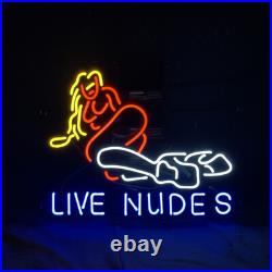 Blue Live Nude Gift 24X20 Neon Sign Gift Artwork Wall Vintage Glass Decor HA