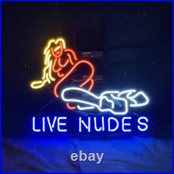 Blue Live Nude Gift Neon Signs Gift Artwork Wall Vintage Bar Glass Decor 24x20