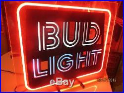 Bud Light Vintage Glass Neon Sign, Very Heavy And Very Cool Sign