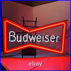 Budweiser Neon Beer Sign Bow Tie 30x20 Vintage Bar Light Tested Works