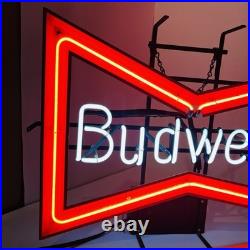 Budweiser Neon Beer Sign Bow Tie 30x20 Vintage Bar Light Tested Works