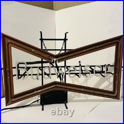 Budweiser Neon Beer Sign Bow Tie 30x20 Vintage Bar Light Tested Works