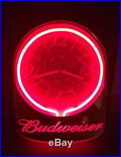 Budweiser Neon Clock Sign King of Beers Advertising Man Cave Vintage