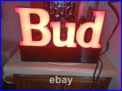 Budweiser Neon Sign Vintage BUD Beer bottle Bar Sign 1970s Red Advertising light