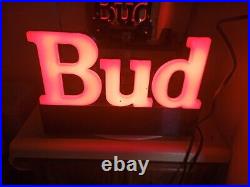 Budweiser Neon Sign Vintage BUD Beer bottle Bar Sign 1970s Red Advertising light