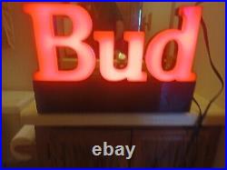 Budweiser Neon Sign Vintage BUD Beer bottle Bar Sign 1970s Red Advertising light