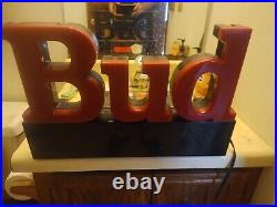 Budweiser Neon Sign Vintage BUD Beer bottle Bar Sign 1970s Red Advertising light